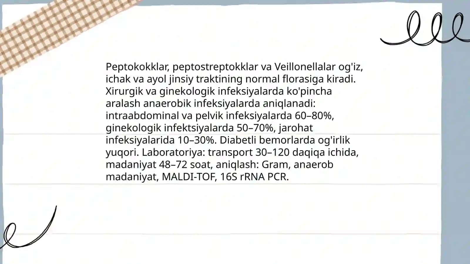 Shartli patogen anaerob kokklarni (peptokokklar, peptostreptokokklar, veylonellalar) xirurgik va ginekologik kasalliklardagi ahamiyati 3