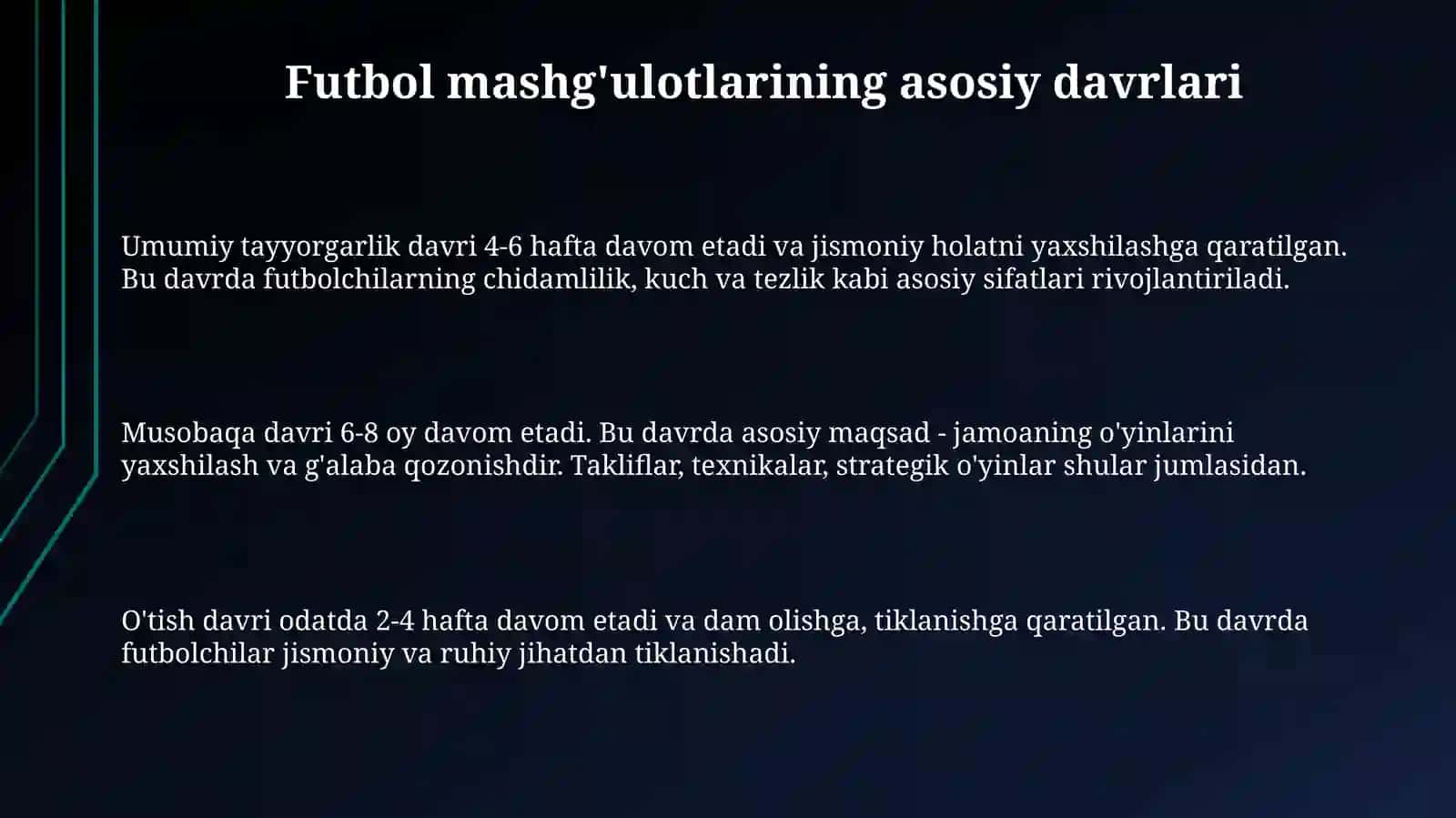 Futbolda mashg'ulot davrlari 3