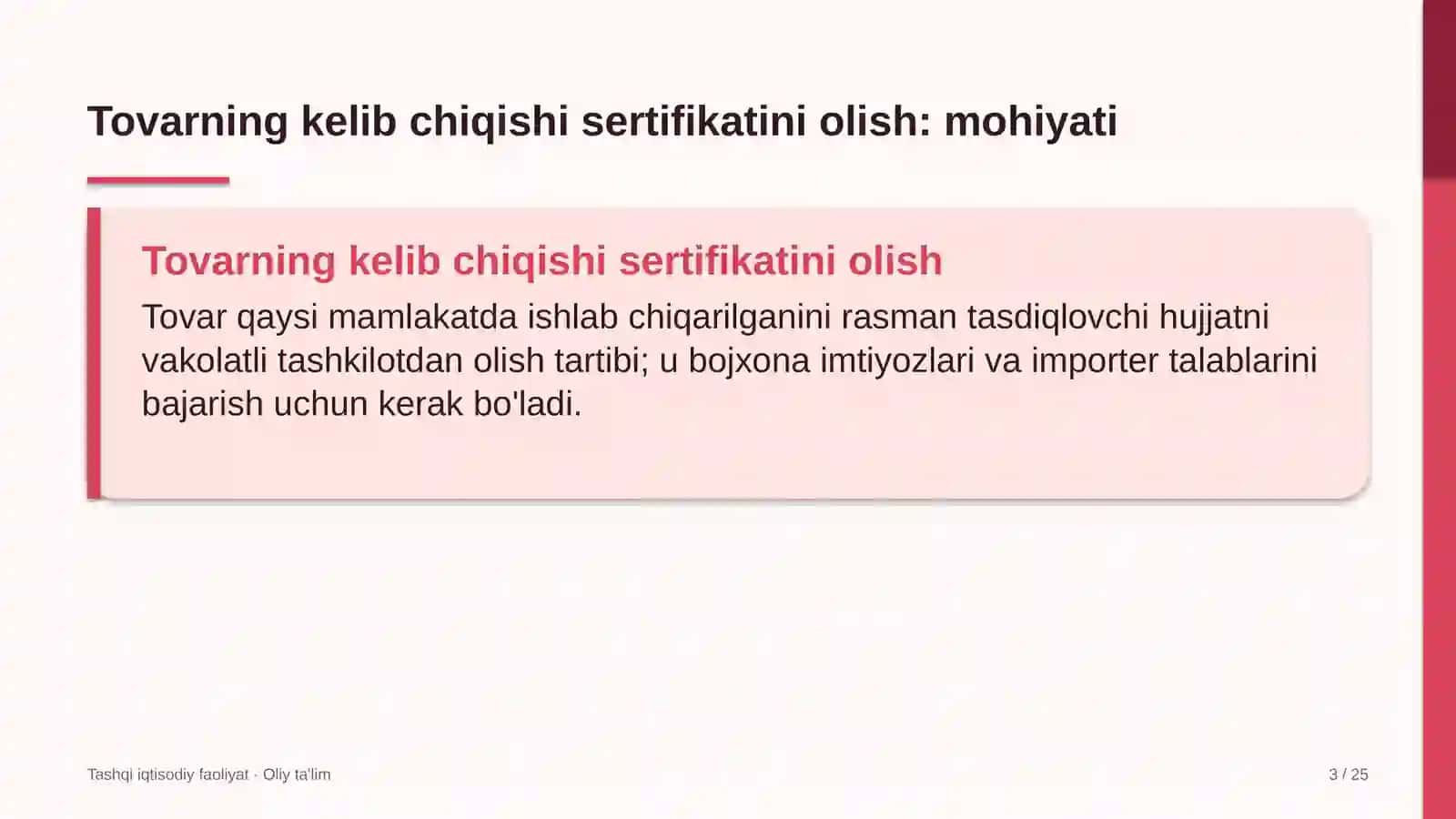 Yoshlar turizmida tovarning kelib chiqishi sertifikatini olish 3