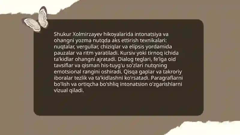 Shukur Xolmirzayev hikoyalarida nutqni samarali oshirish texnikalari 3