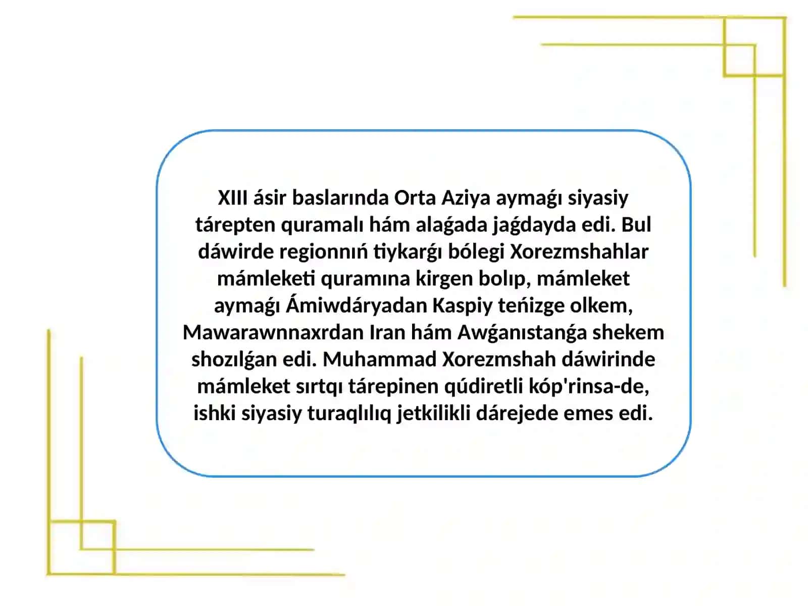 O'zbek ha'm qaraqalpaq xalqi etnogenezi ha'm etnikaliq tariyxi pa'ninenen slayt jumisi 3