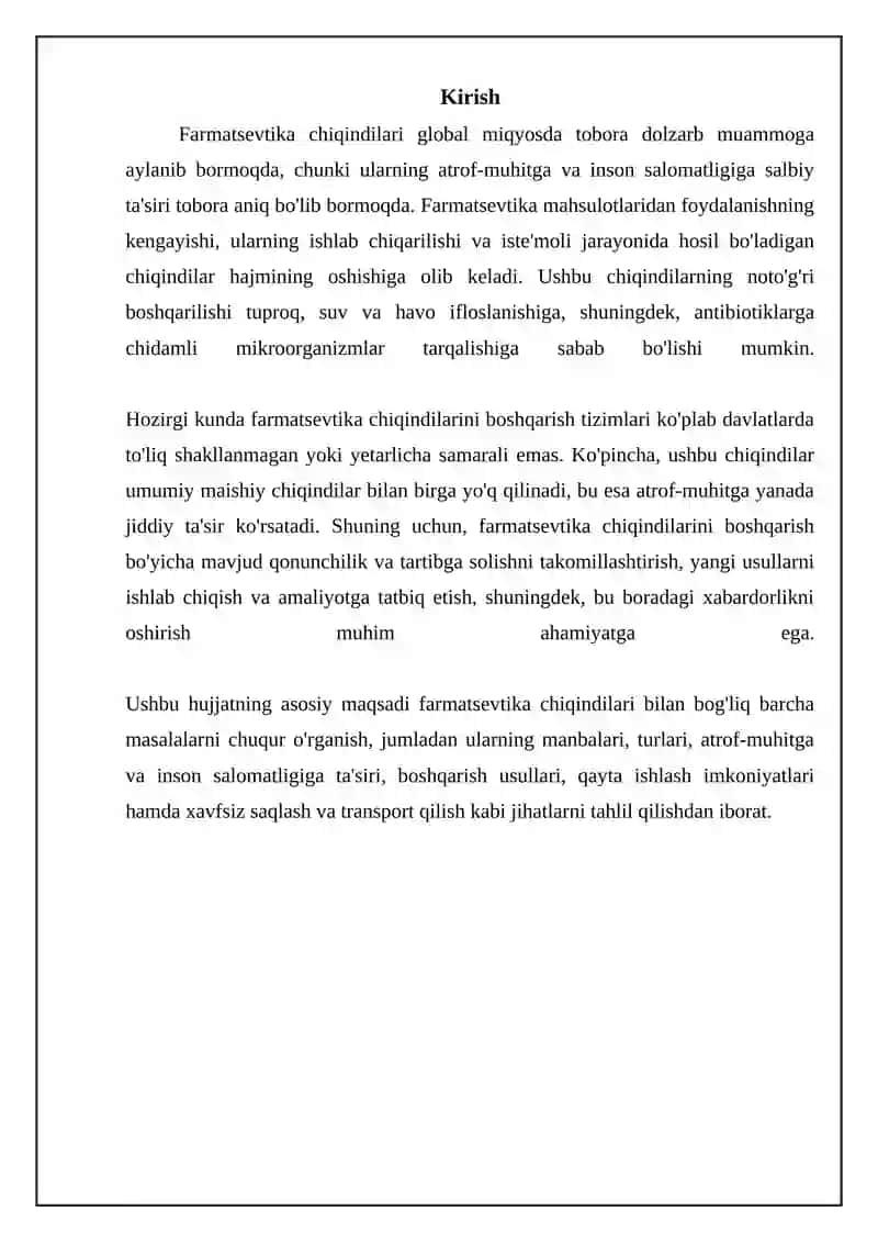 Farmatsevtika chiqindilar va ularning utilizatsiyasi 3