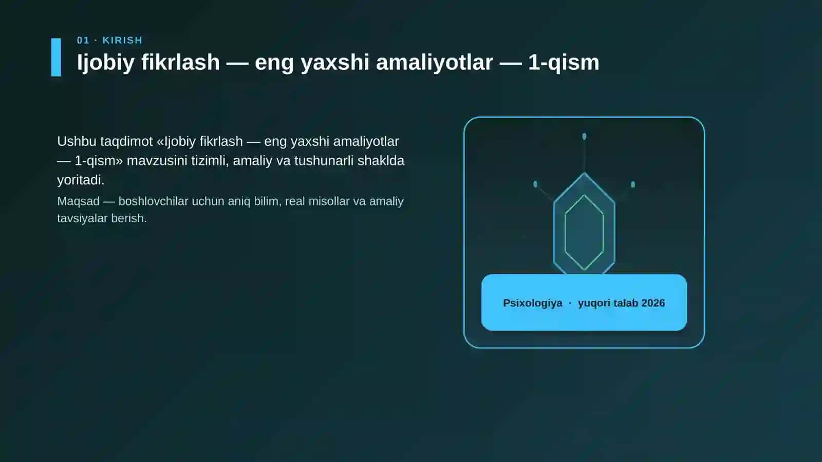 Ijobiy fikrlash — eng yaxshi amaliyotlar — 1-qism 3