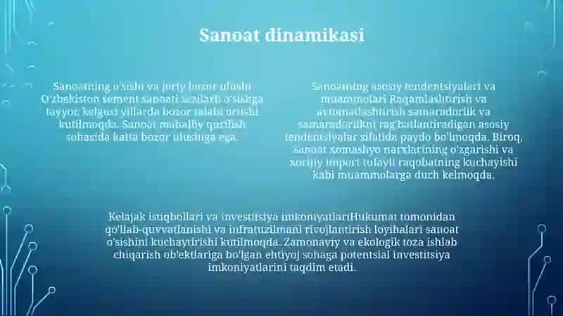 O'Zbekistonda Tsement Sanoatining Istiqbollari 3