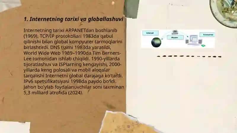 Internet -Global kompyuter tarmogʻi. Internet tarmogʻida adreslarning tuzilishi va sistemaviyligi 3
