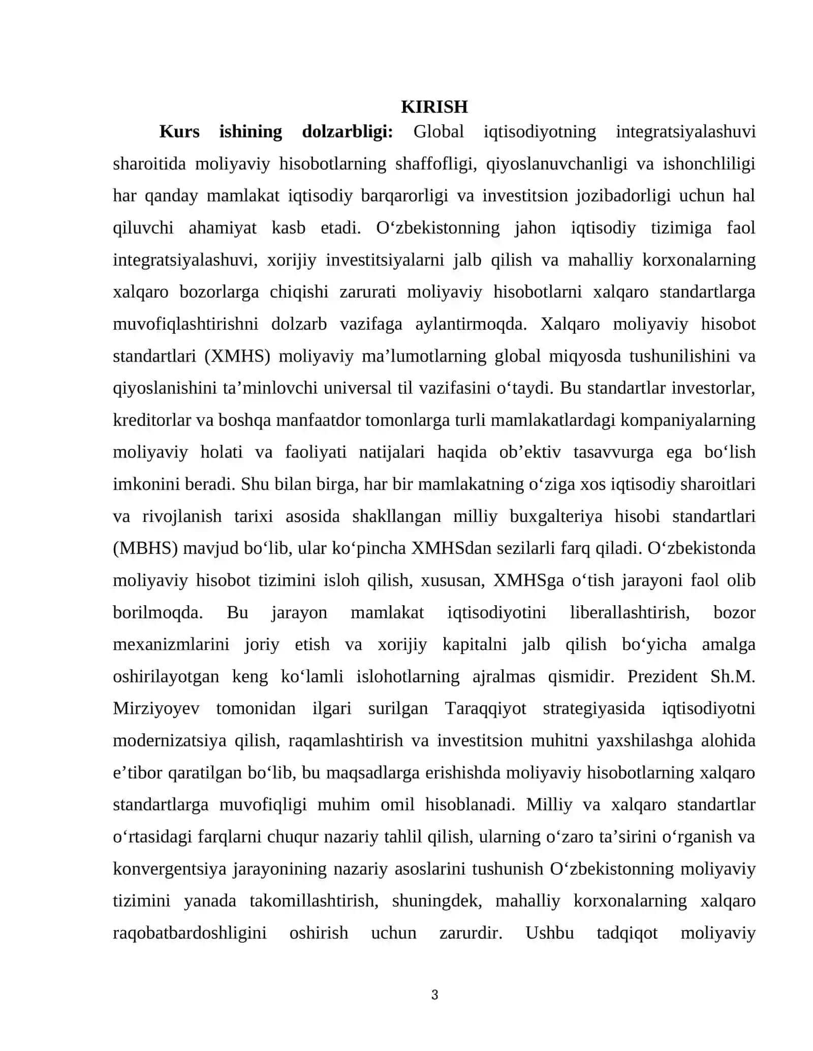 "MOLIYAVIY HISOBOTLARNI XALQARO VA MILLIY STANDARTLAR ASOSIDA TAQQOSLASHNING NAZARIY ASOSLARI" 3