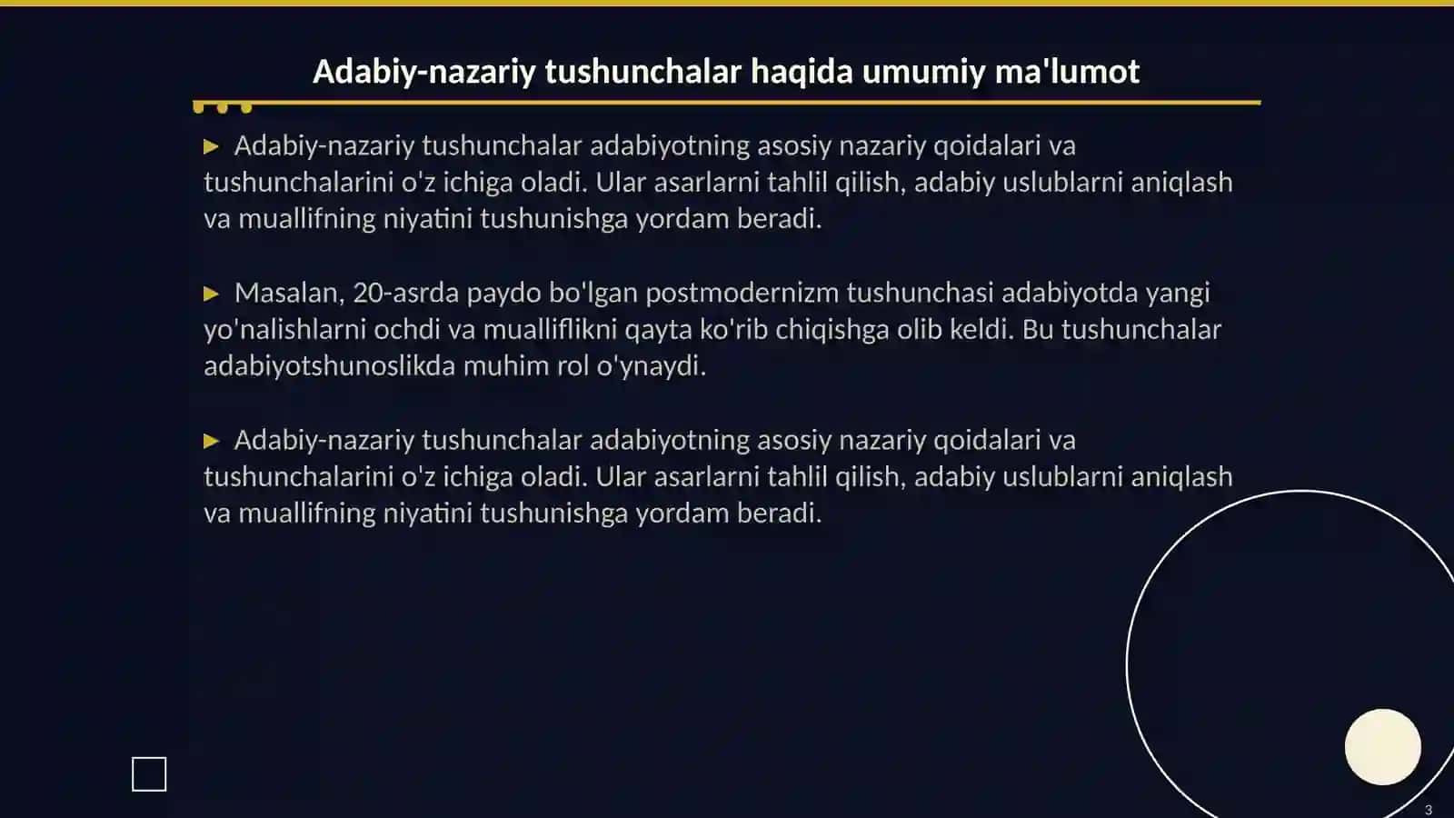 Adabiy-nazariy tushunchalami o`rganish 3