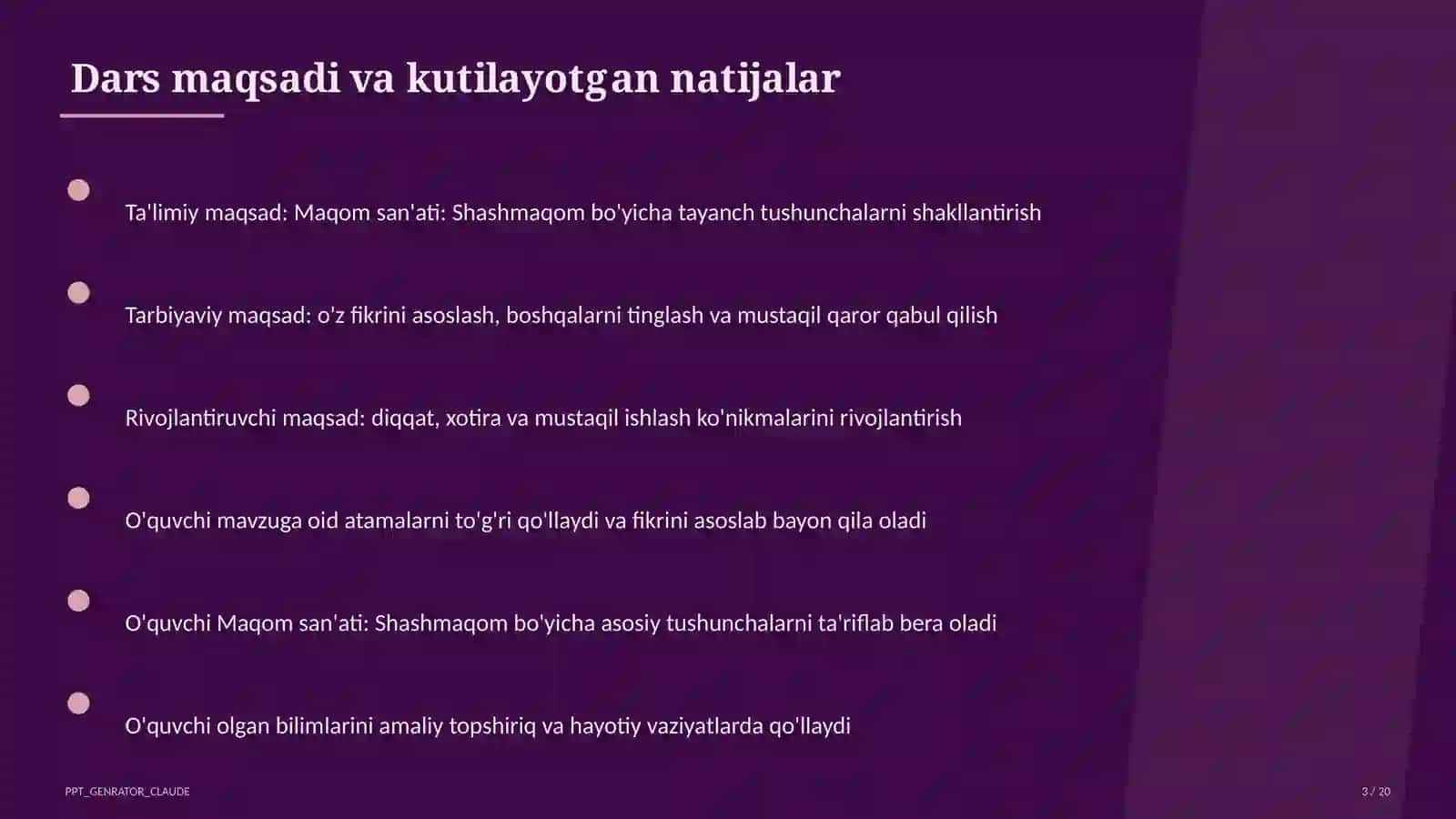 Maqom san'ati: Shashmaqom (5-sinf) 3