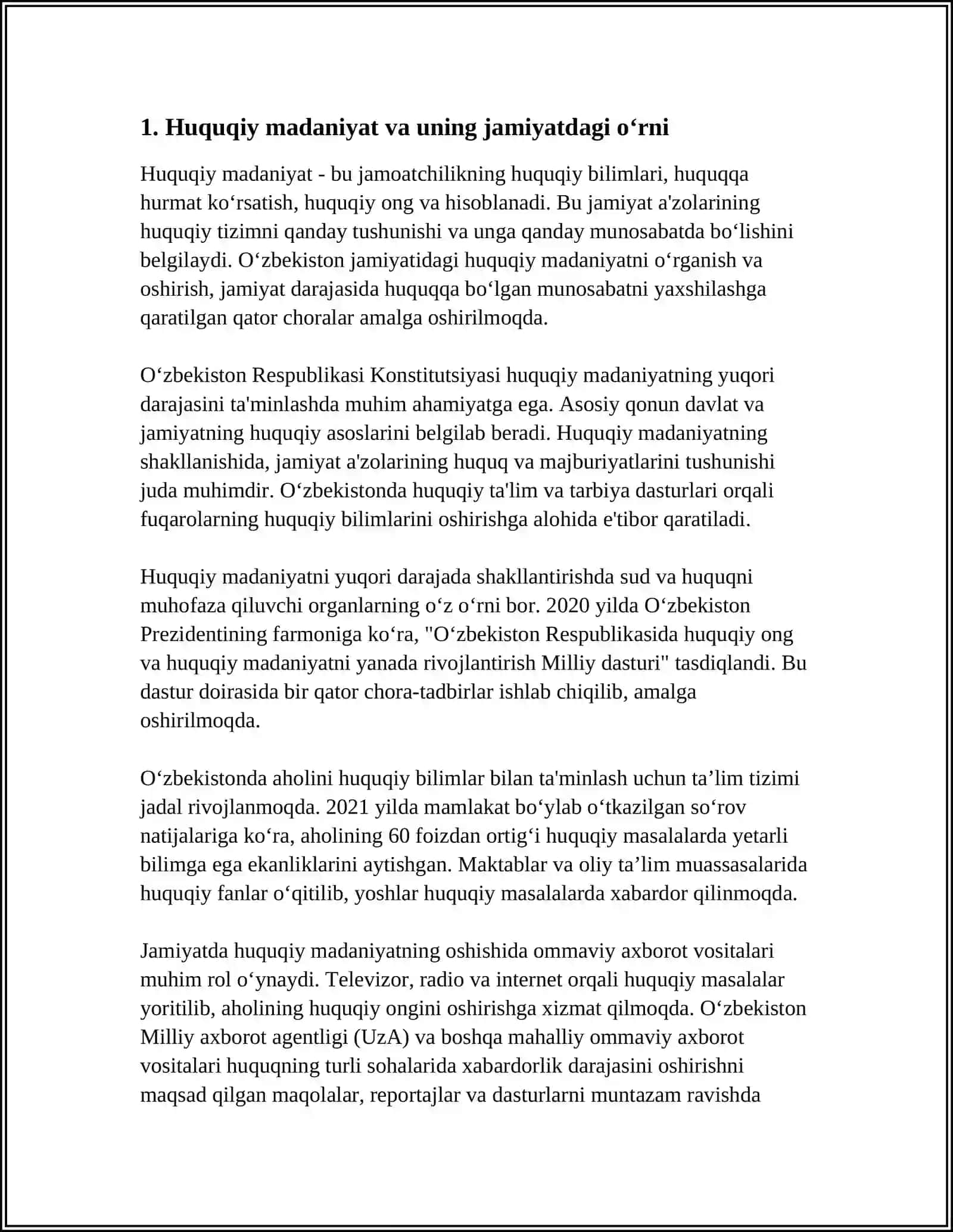 MUSTAQIL ISH Mavzu: JAMIYAT VA SHAXSNING HUQUQIY MUNOSABATLARI 3