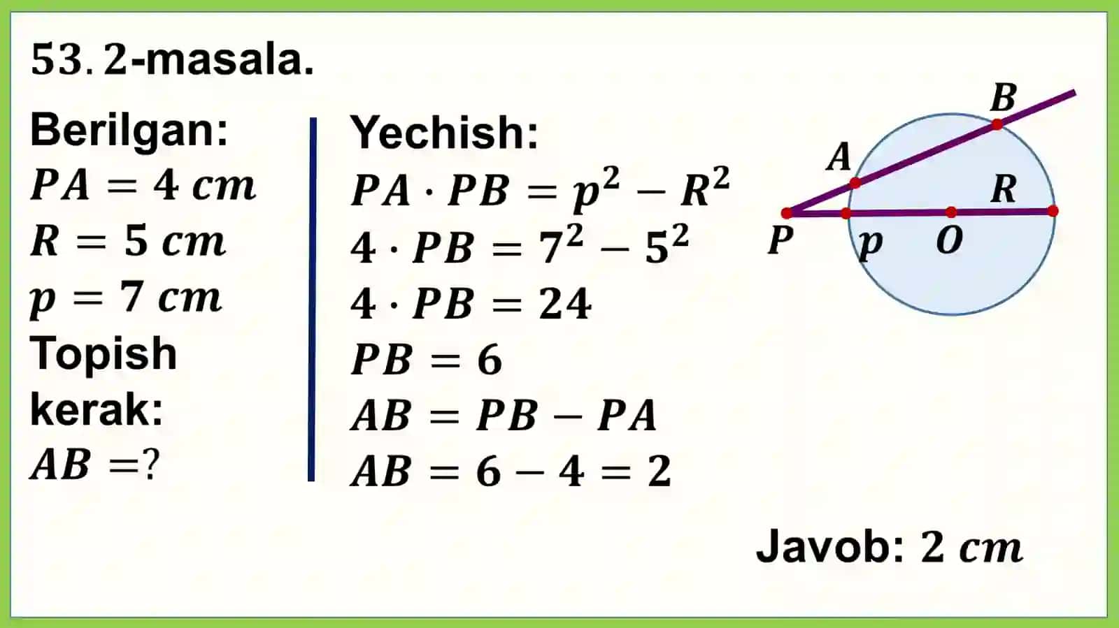Geometriya9-sinf Mavzu:Amaliy-tatbiqiy masalalaryechish 53.1-masala 3