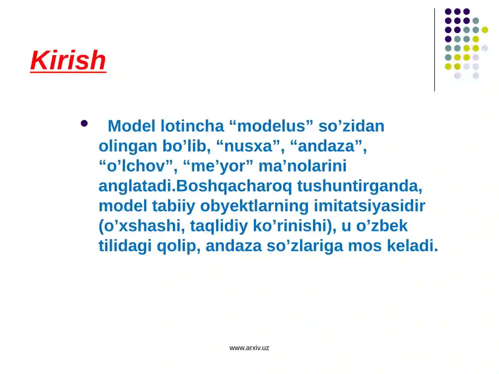 Model Tushunchasi 3