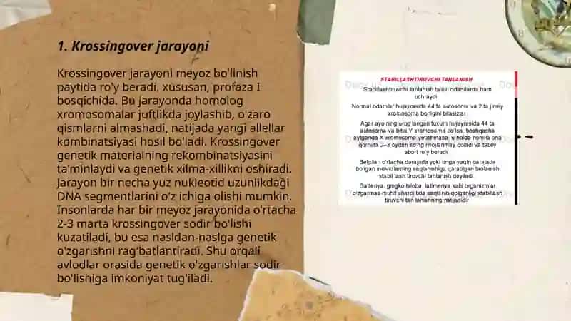 Belgilarning toʻlliq va toʻliqsiz birikkan holda irsiylanishi (Krossingover) 3
