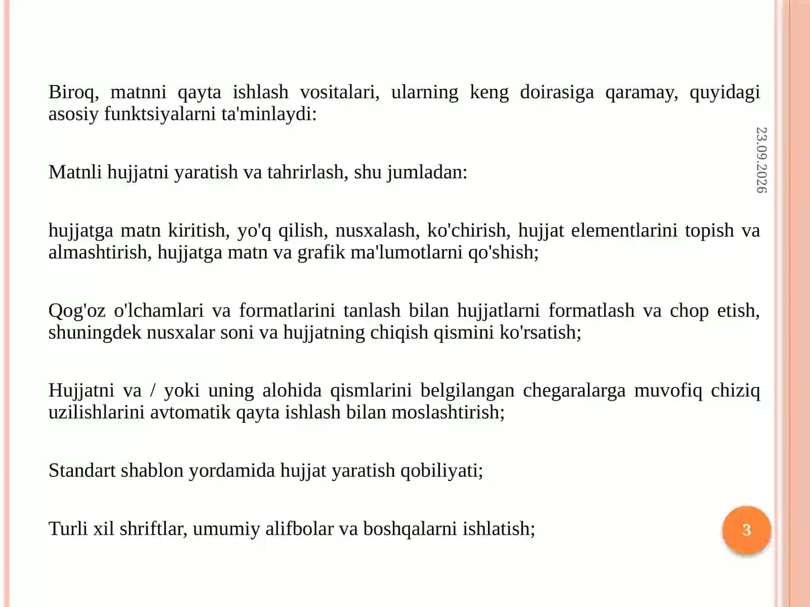Matnlima’lumotlarni qayta ishlash 3