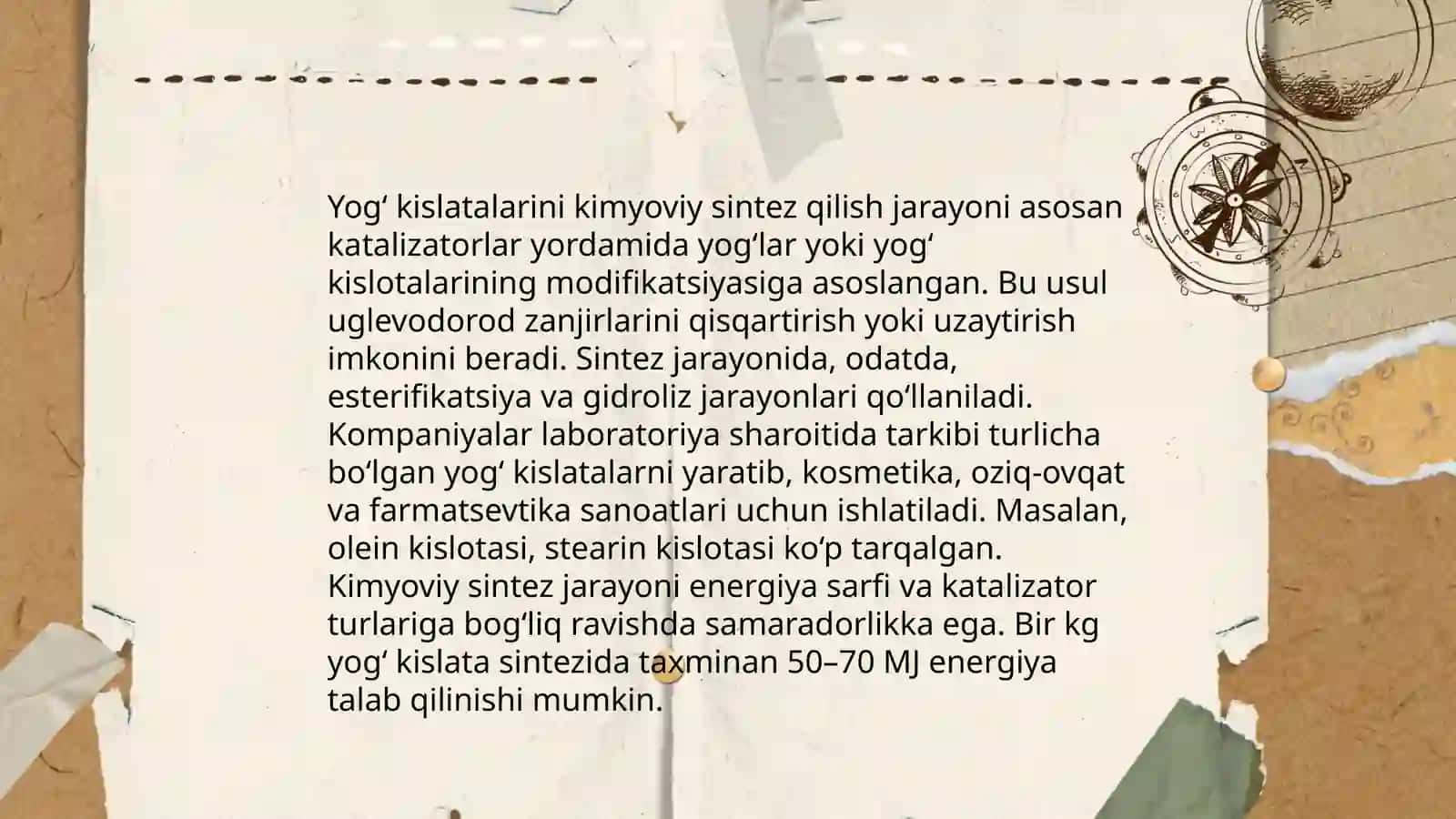 Yogʻ kislatalarini kimyoviy sintezi 3