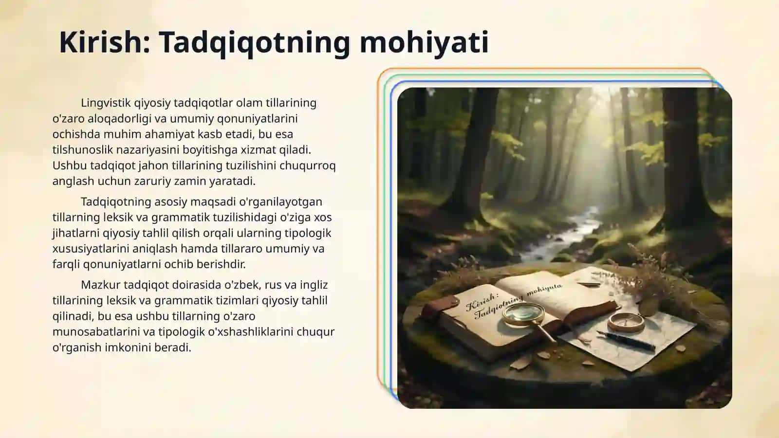 Oʻzbek va rus tillarida leksik tipologiya. Oʻzbek ingliz va rus tillarida kelishiklar 3