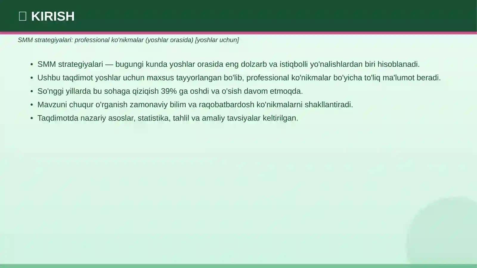 SMM strategiyalari: professional ko'nikmalar (yoshlar orasida) 3