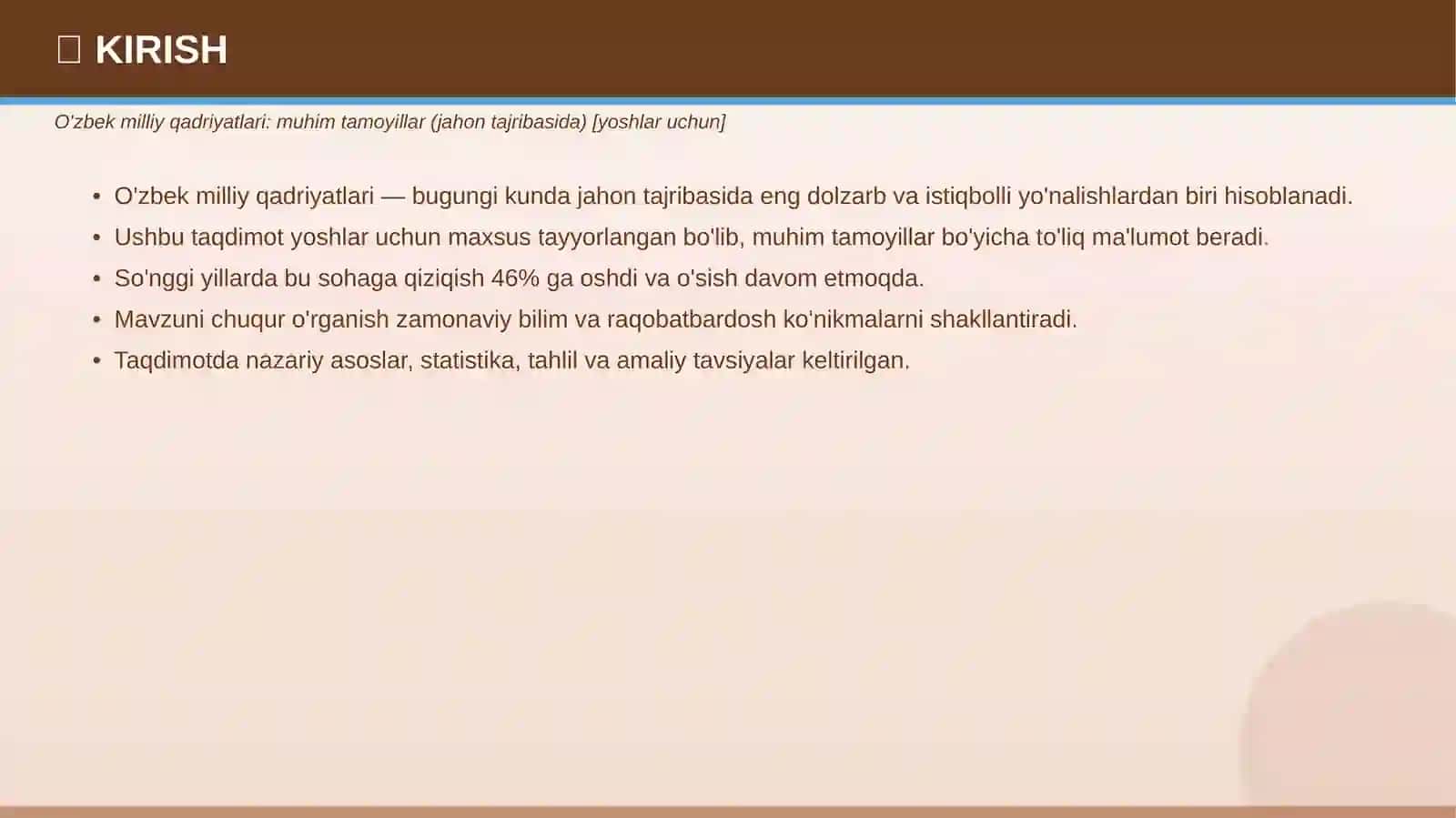 O'zbek Milliy Qadriyatlari 3