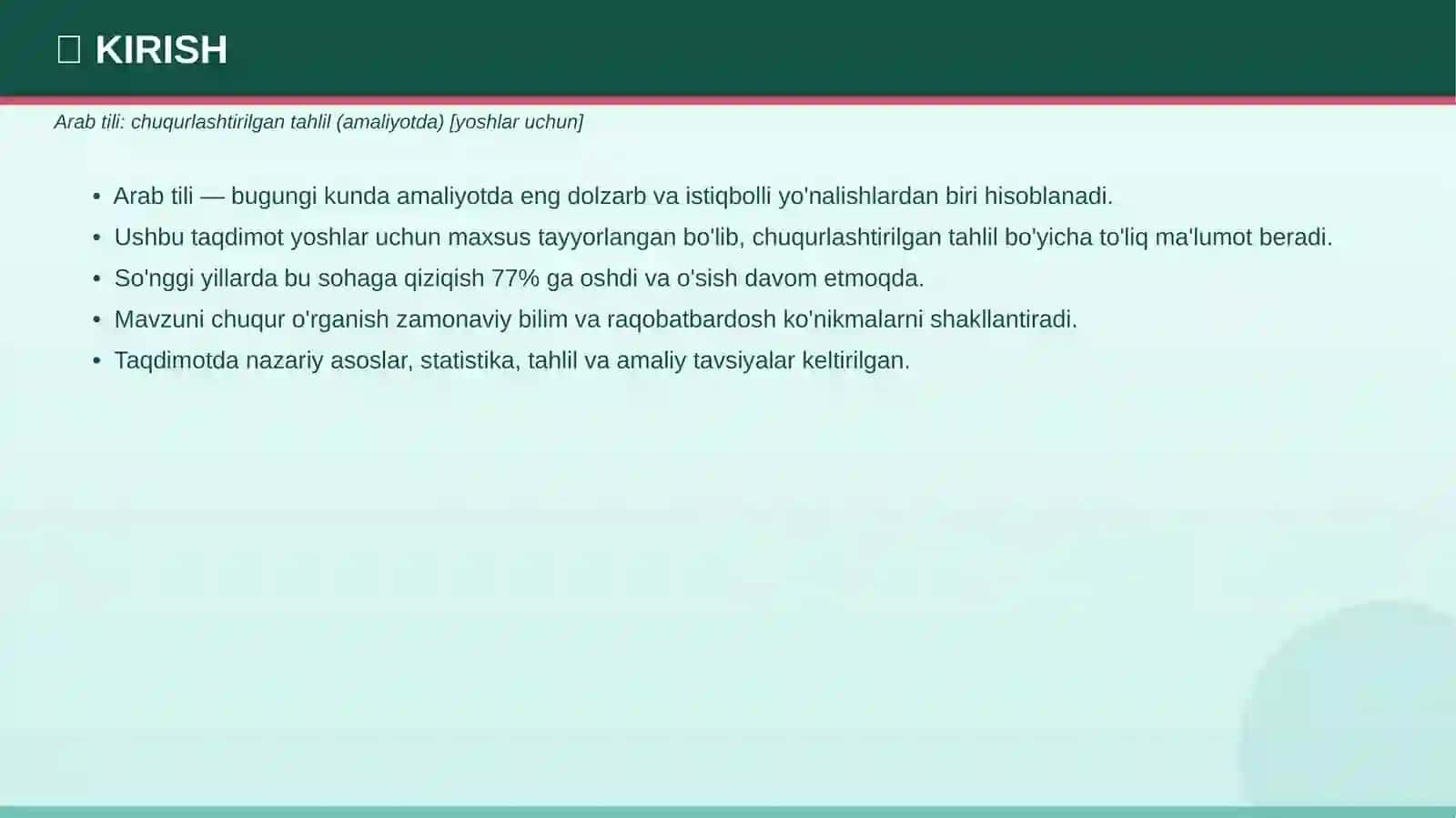 Arab tili: chuqurlashtirilgan tahlil (amaliyotda) [yoshlar uchun] 3