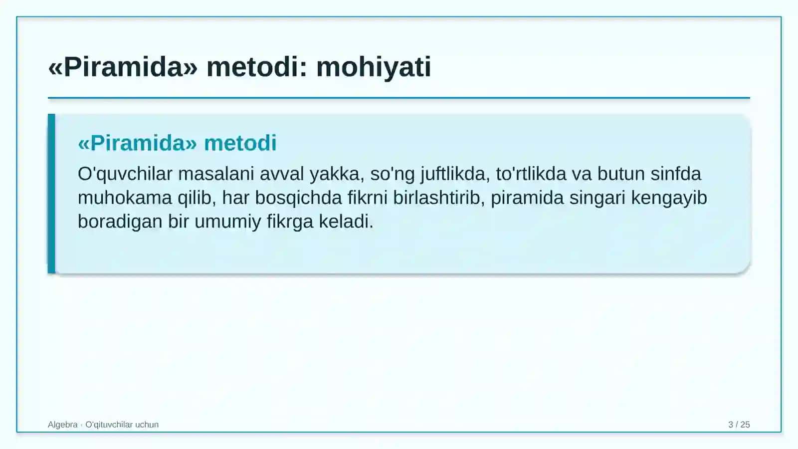 algebra darslarida piramida metodidan foydalanish 3895 3