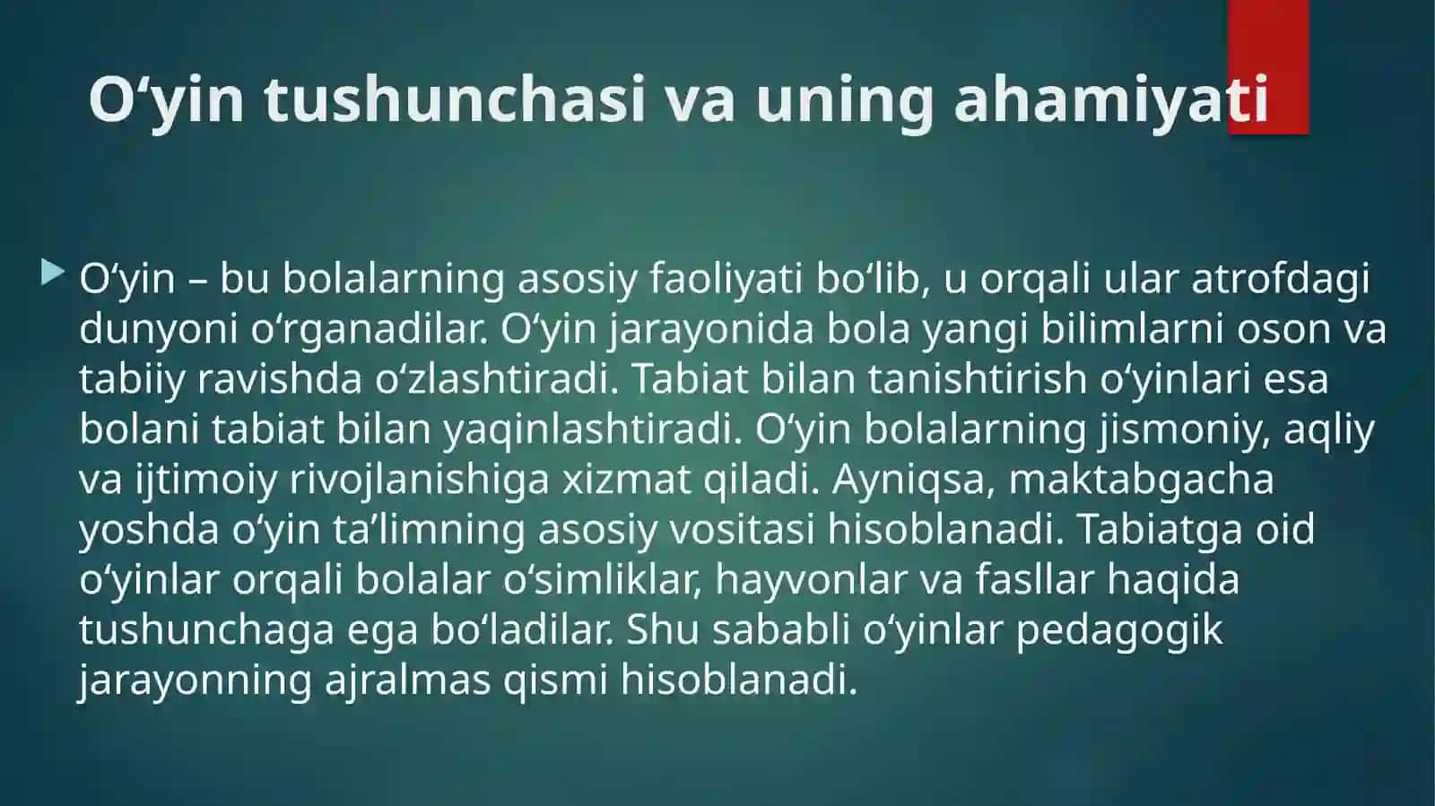 Tabiat bilan tanishtirish o’yinlarini vujudga kelishi tarixi 3