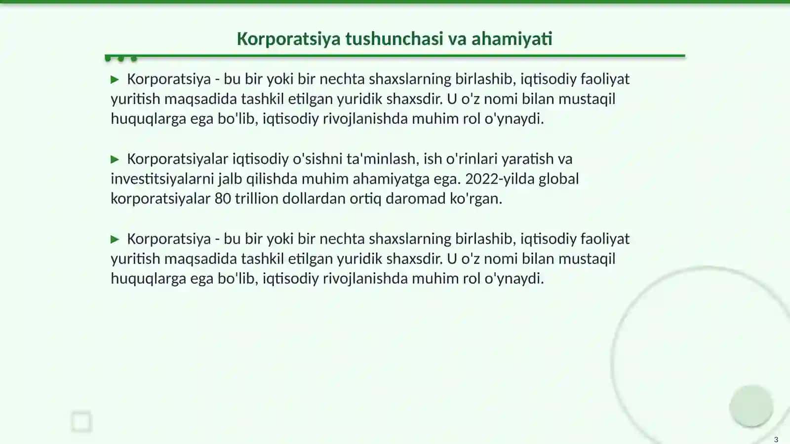 KORPORATSIYALAR TURLARI TAQDIMOT B 3