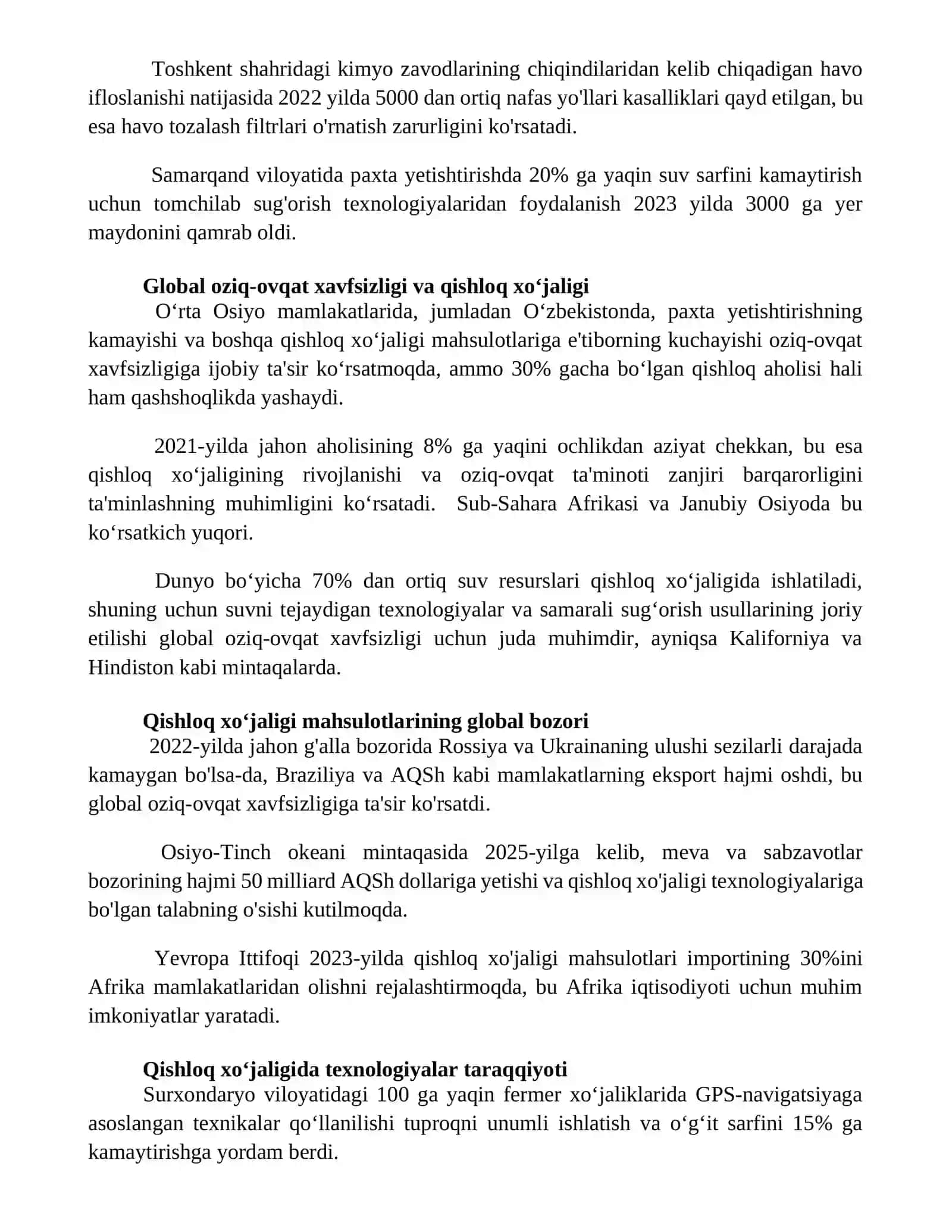 Qishloq xoʻjaligi va sanoat sohasidagi oʻzgarishlar 3