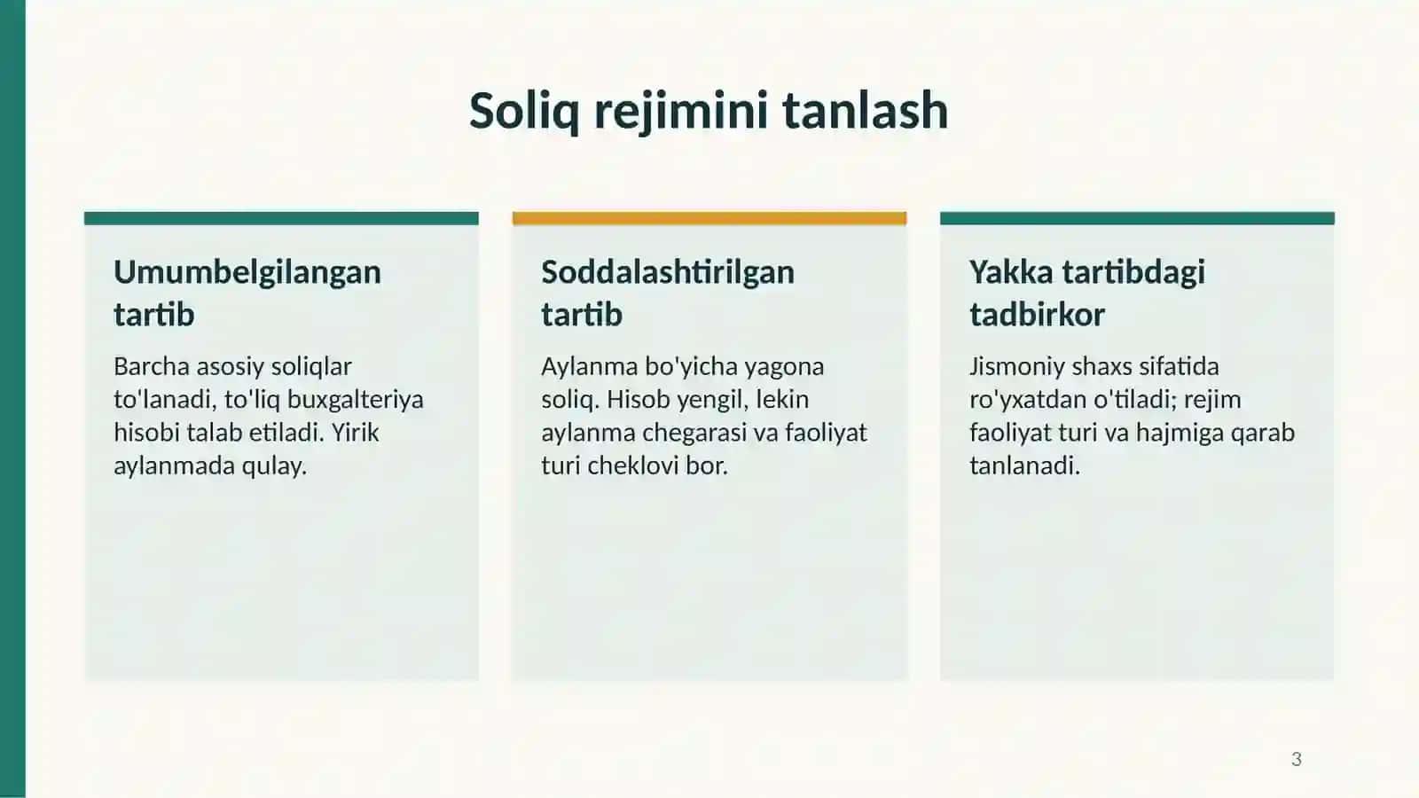 Tadbirkorlikda soliqlar va moliyaviy hujjatlarni yuritish 3