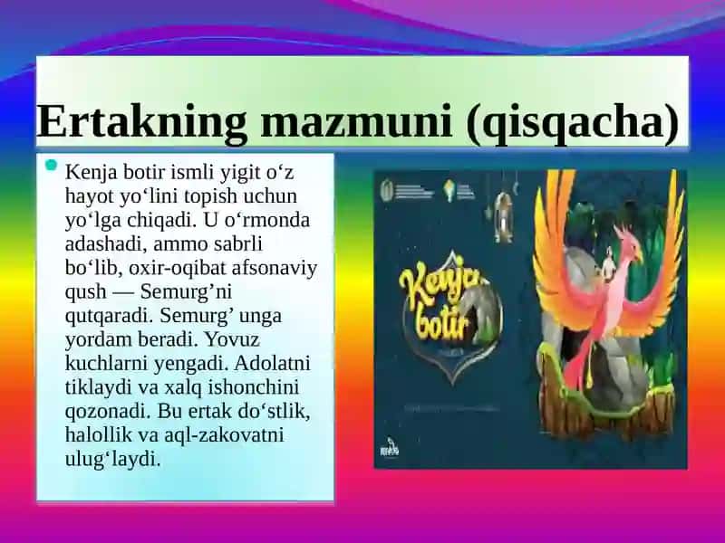 Mavzu:Kenja botir va Semurg’ 3