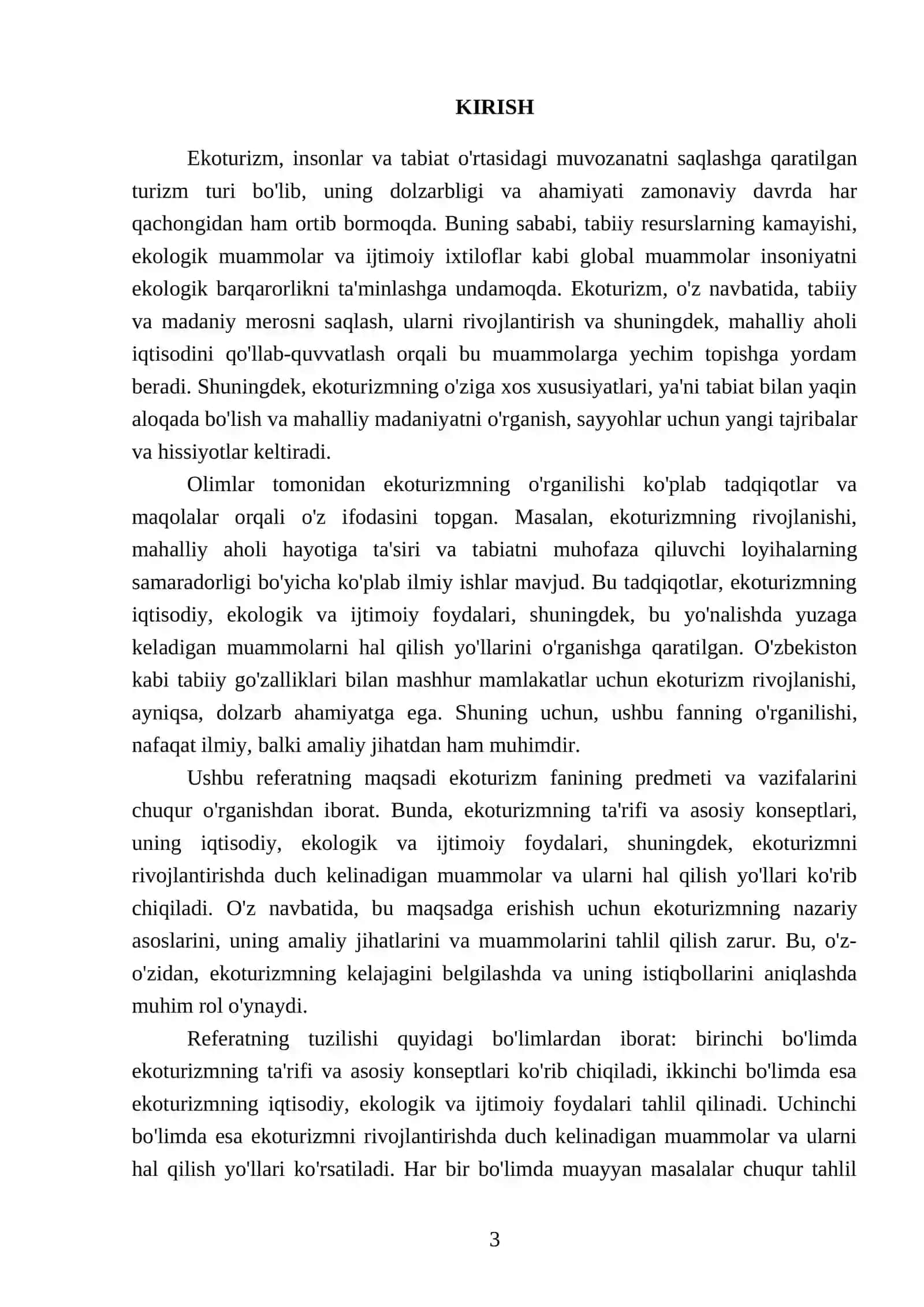 Ekoturizm fanining predmeti va vazifalari 3