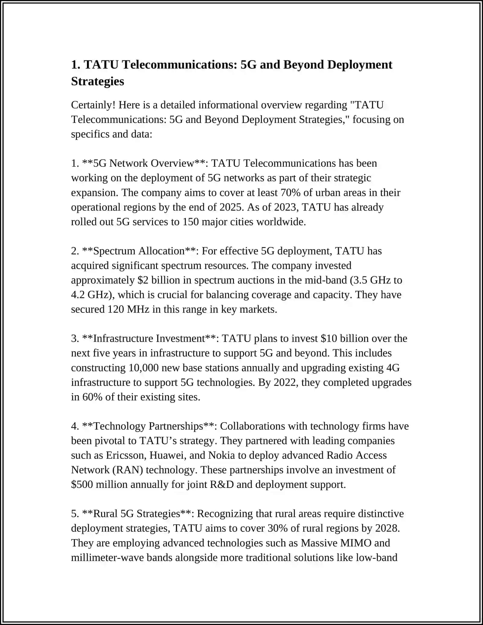 TATU Telecommunications: 5G and Beyond Deployment Strategies 3