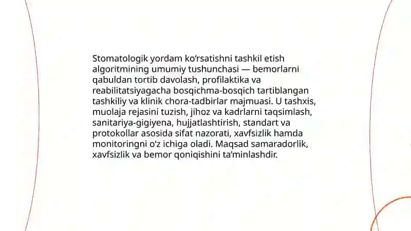 Stomatologik yordam koʻrsatishni tashkilashtrish algoritmi 3