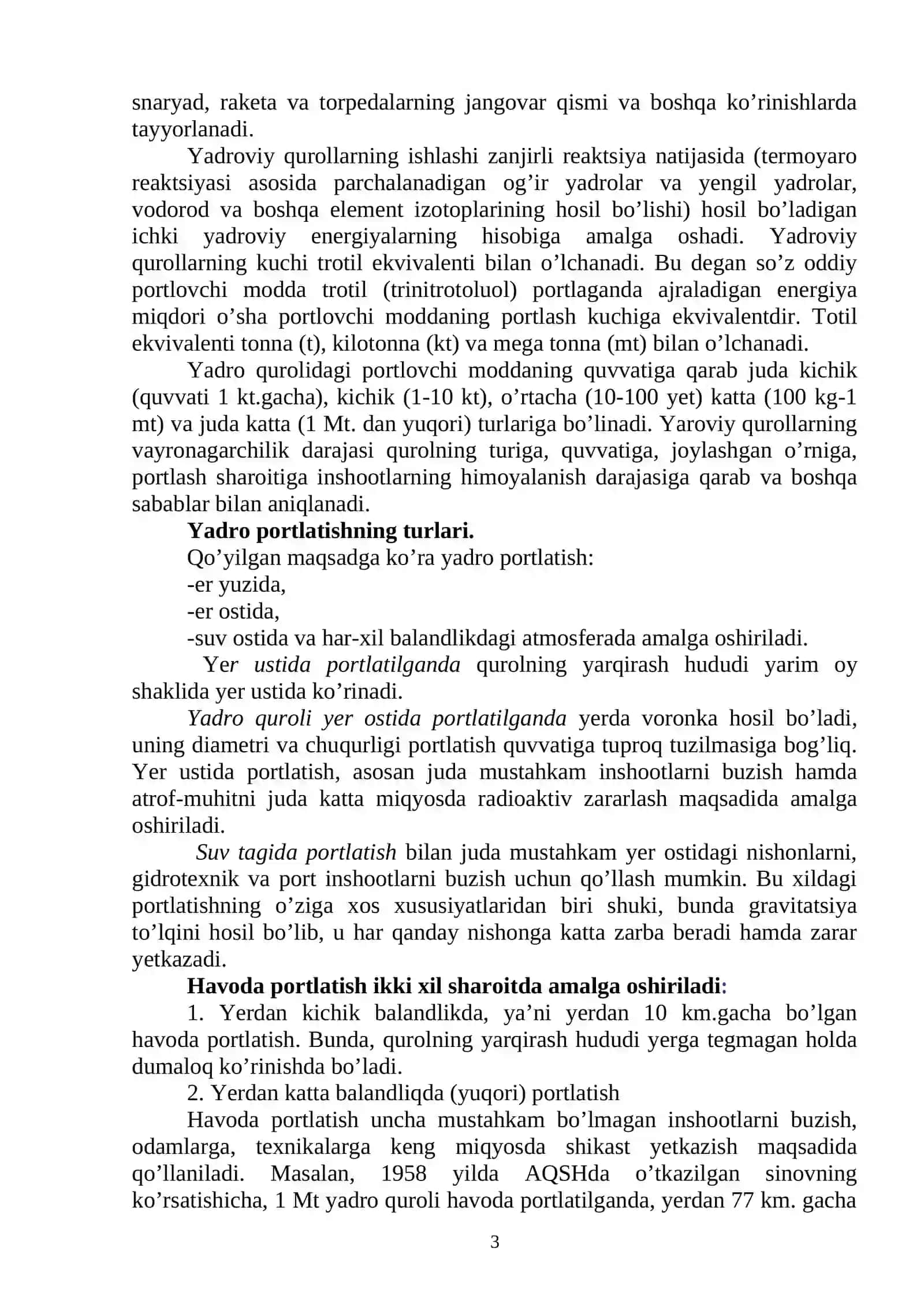 Mavzu № 26/2 Zamonaviy ommaviy qirg’in qurollari va ulardan aholini himoya qilish 3