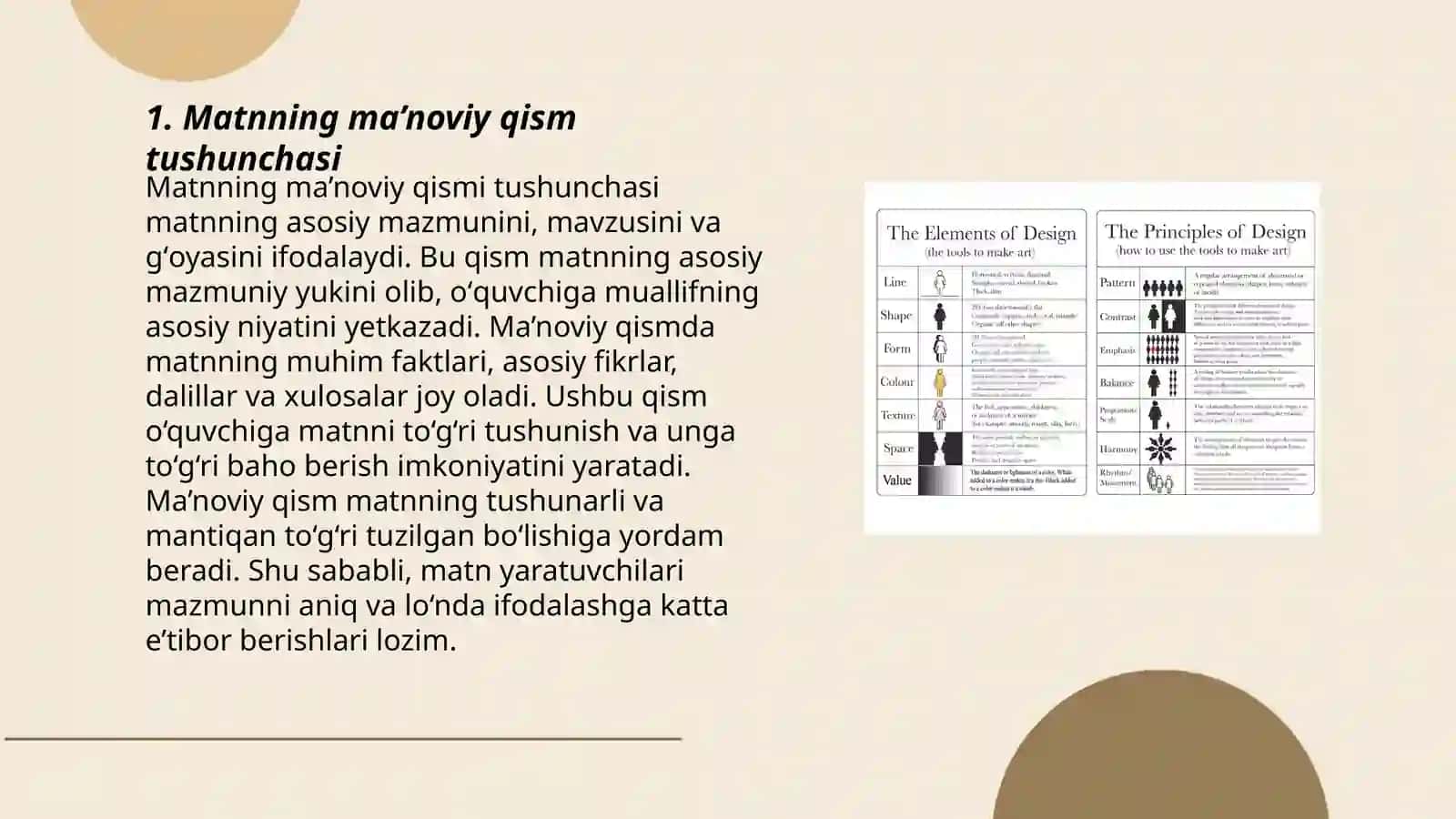 MATNNI MA’NOVIY QISMLARGA BO‘LISH TAMOYILLARI 3