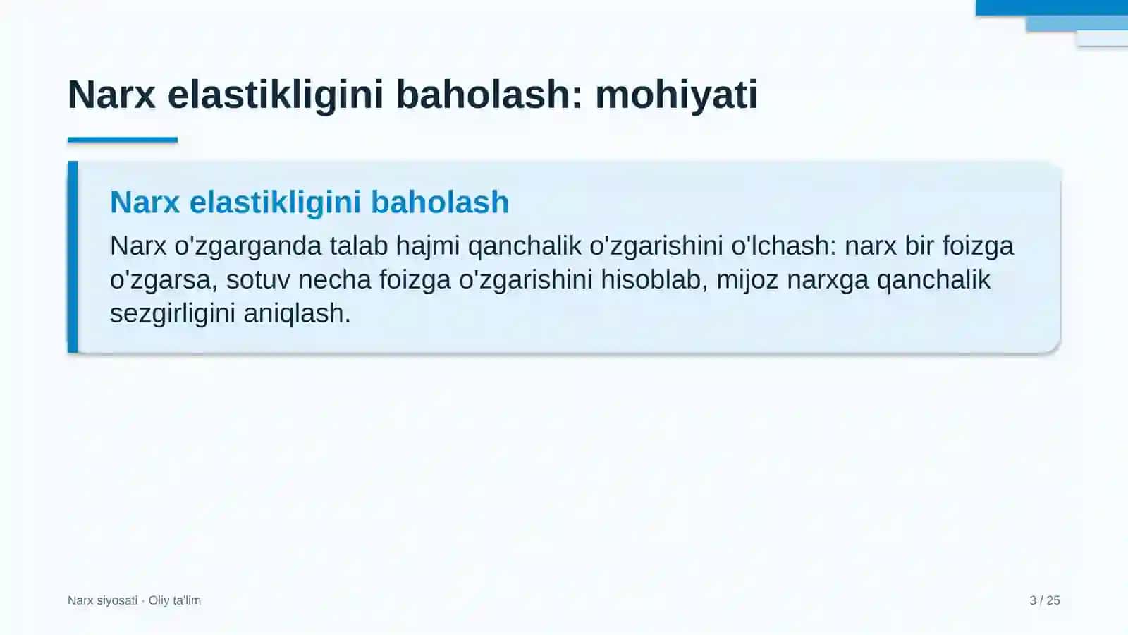 Diagnostika markazlarida narx elastikligini baholash 3