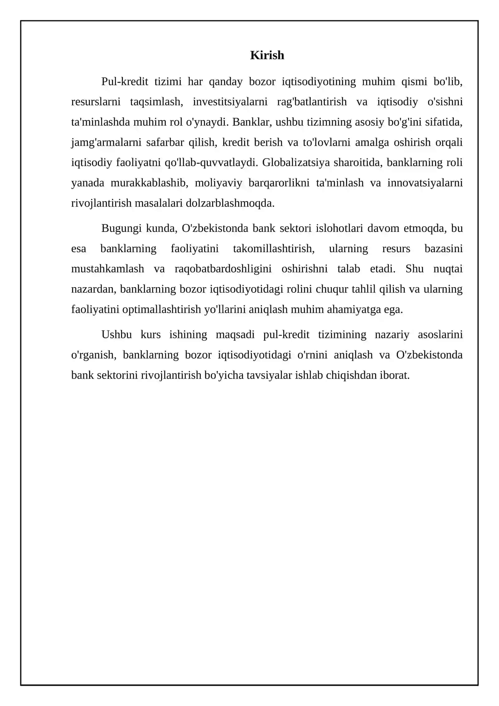 Pul-kredit tizimi. banklar va ularning bozor iqtisodiyotdagi roli 3