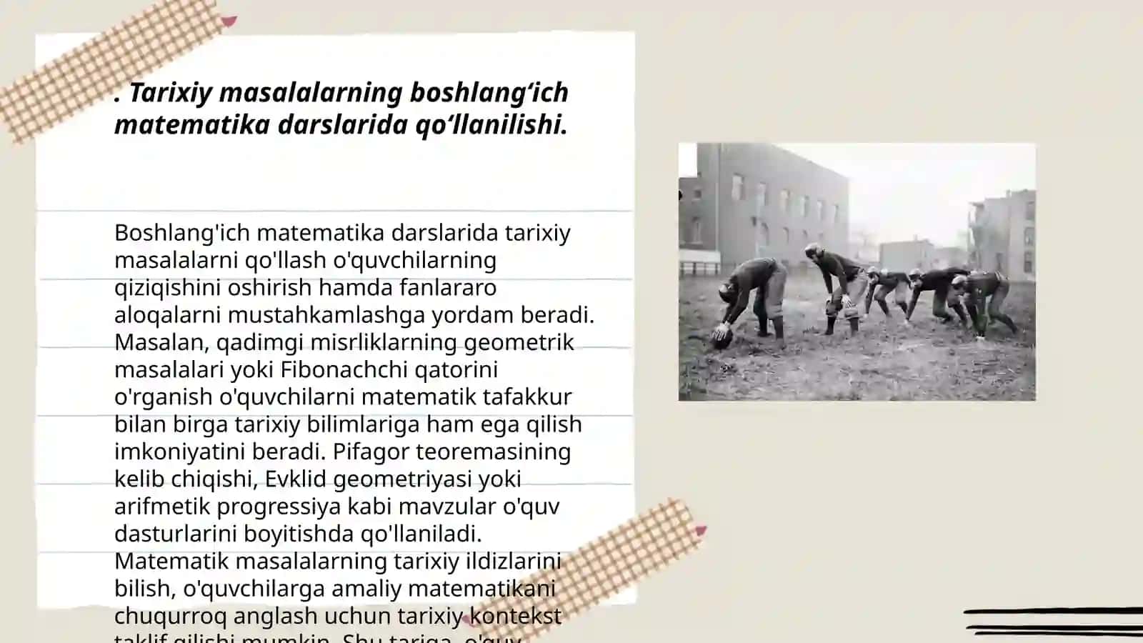 Tarixiy masalalar.Boshlangich sinflarda matematika darslari va sinfdan tashqari mashgʻulotlarda 3