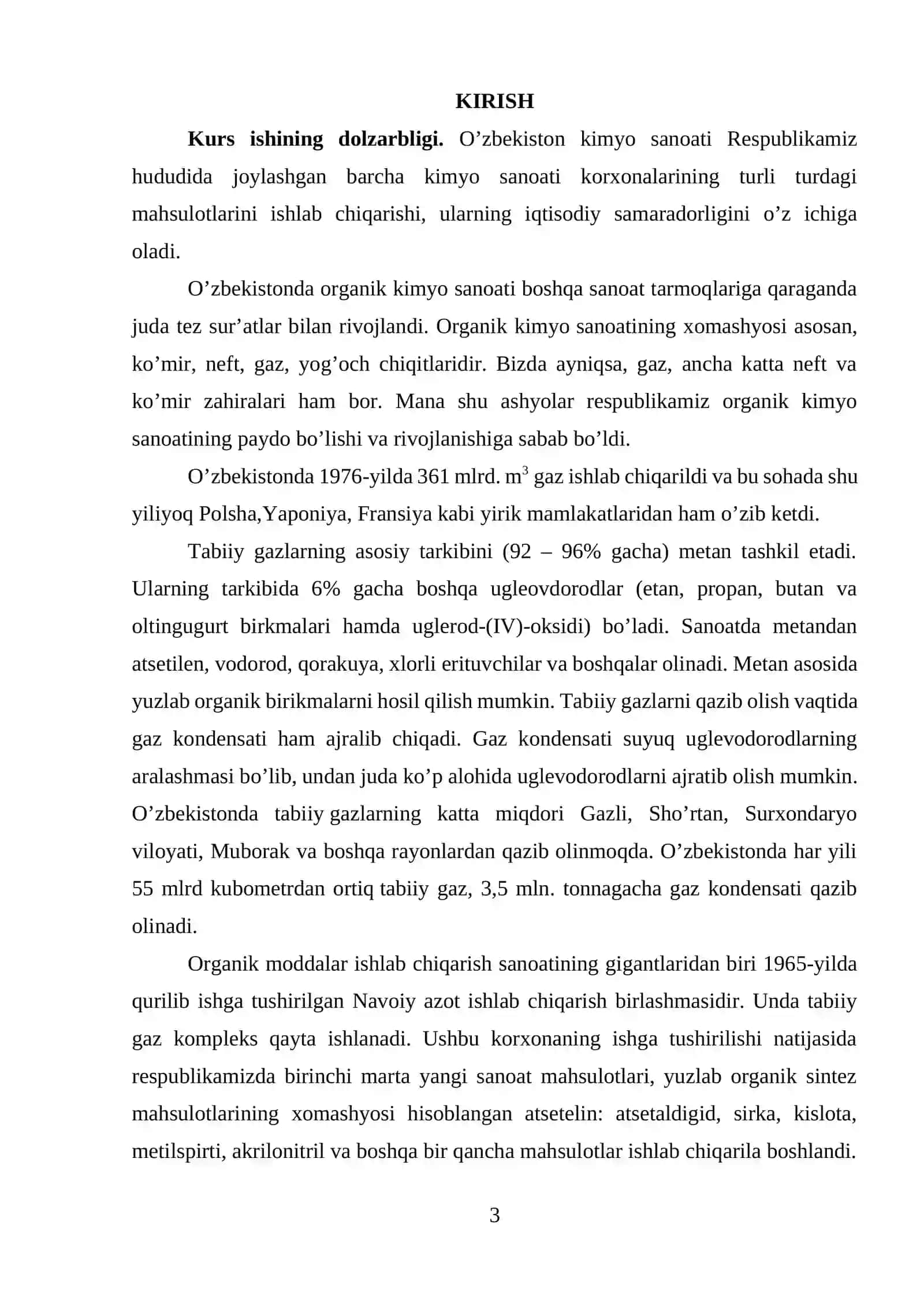 Organik moddalar sintezi fanidan 3