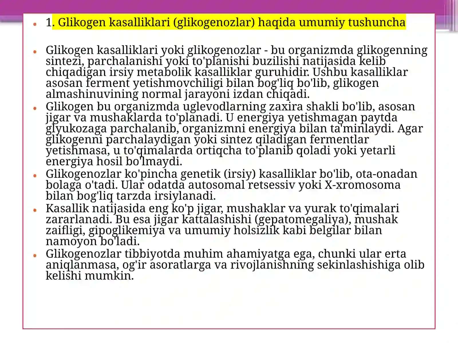 Glikogen kasalliklari 3