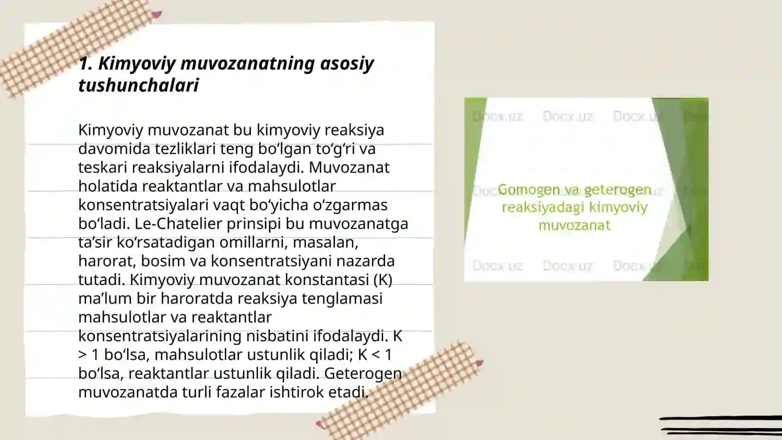 Kimyoviy va adsorbision muvozanatlar. Kimyoviy muvozanat 3