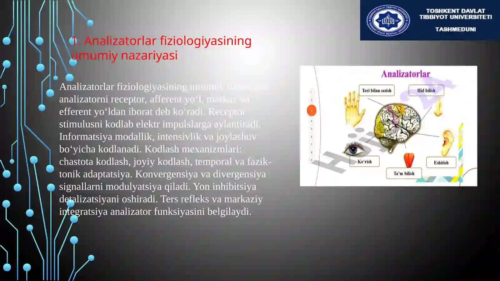 Analizatorlar fiziologiyasi. 3