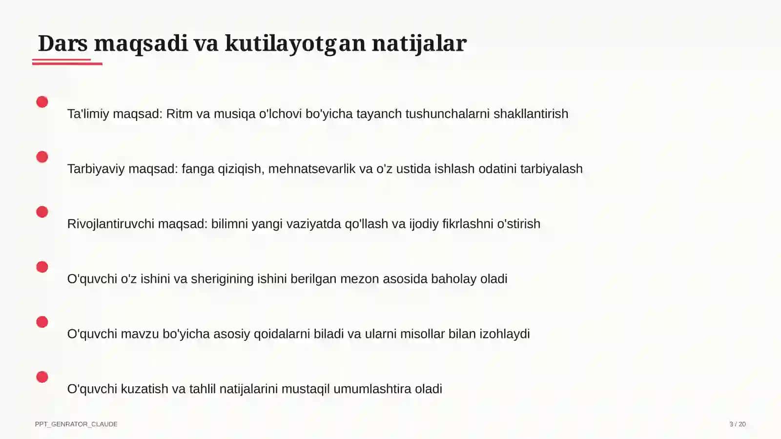Ritm va musiqa o'lchovi (3-sinf) 3