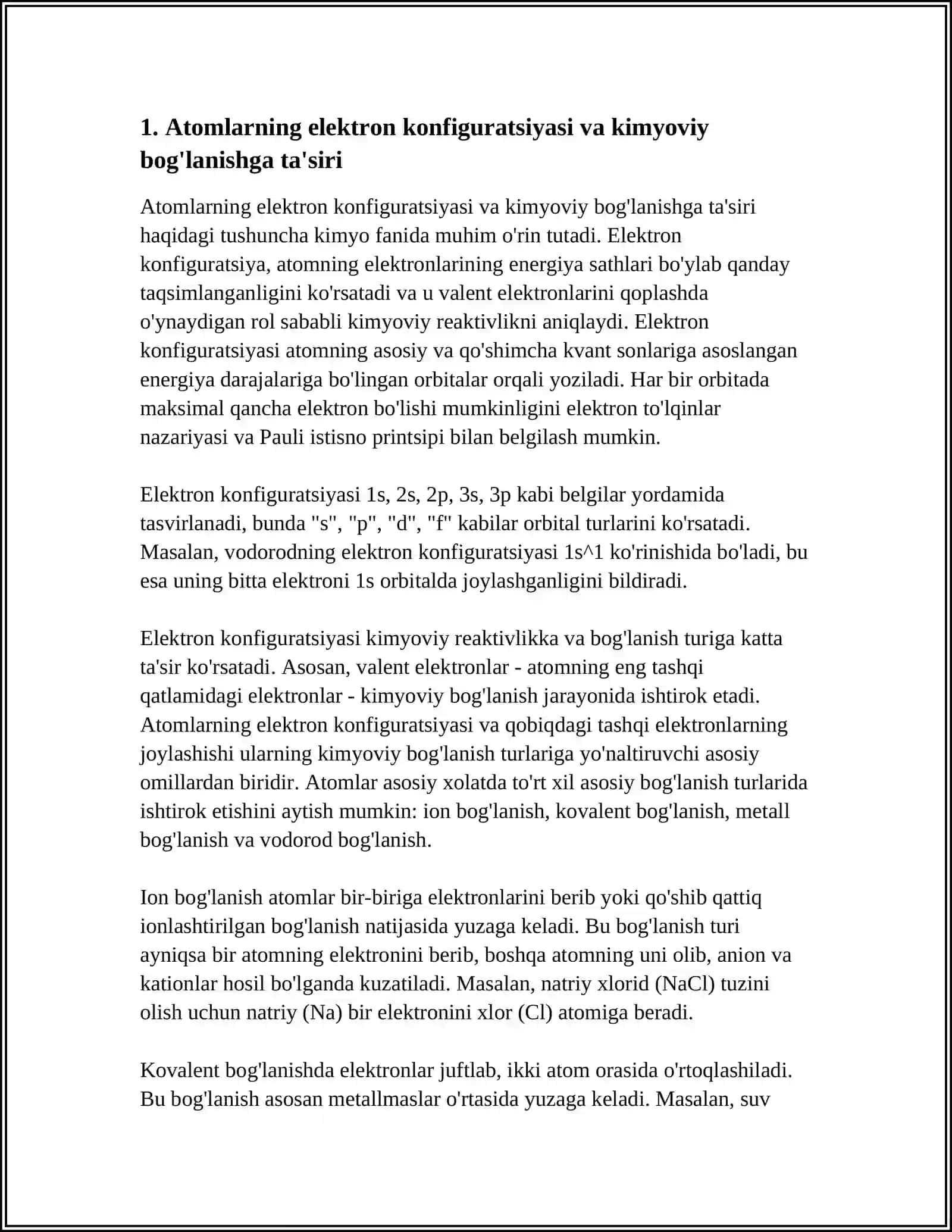 KIMYOVIY BIRIKMALARNING ELEKTRON TUZILISHI VA XOSSALARI 3