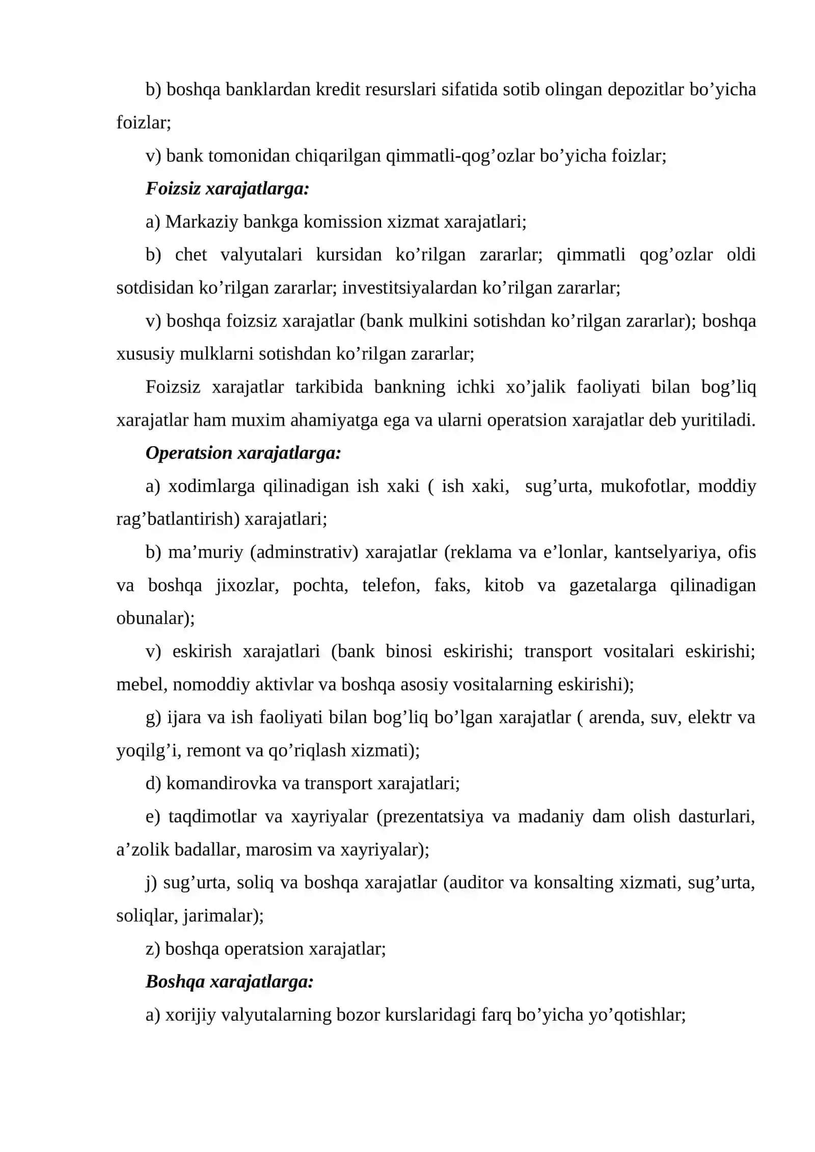 Bank xarajatlari tarkibi va tuzilishi 3