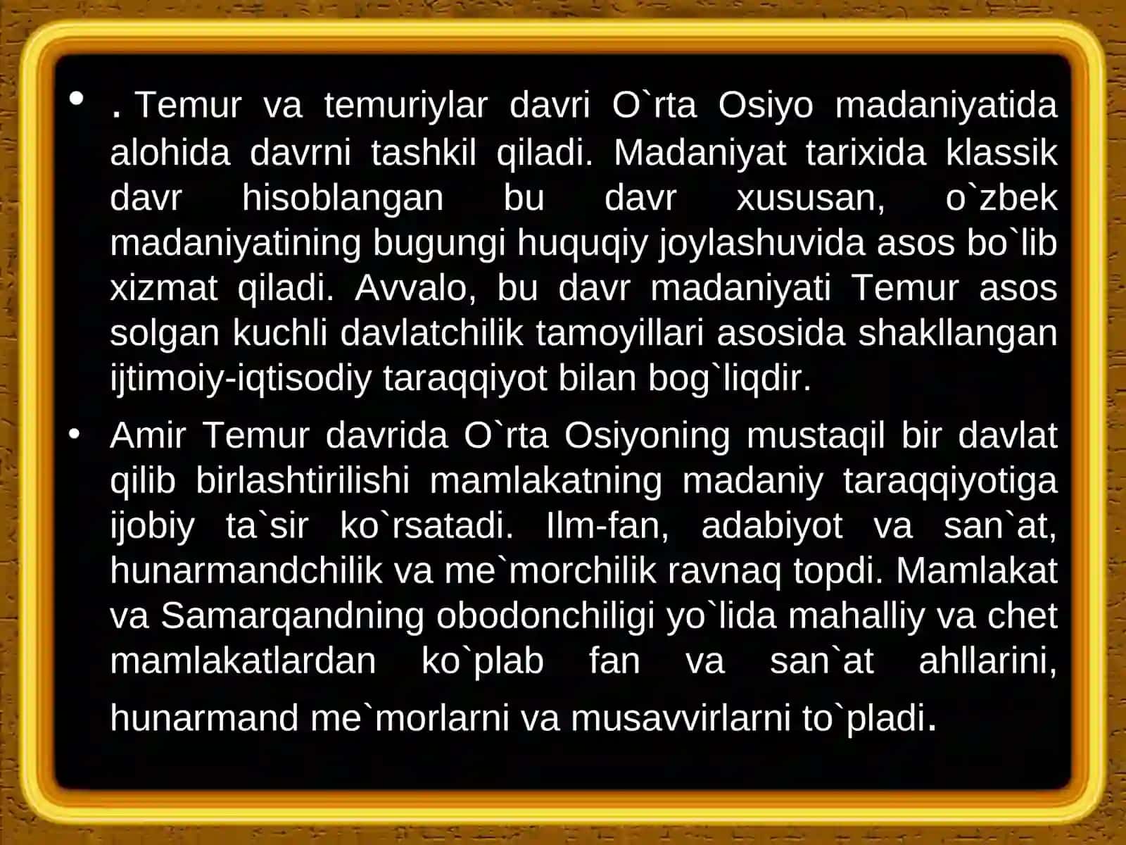 Temuriylar davrida madaniyatning rivojlanishi 3
