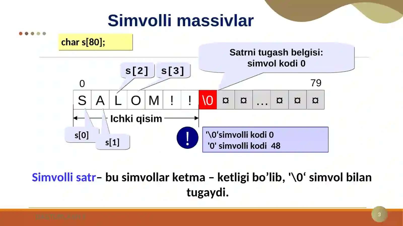 Simvolli massivlar 3