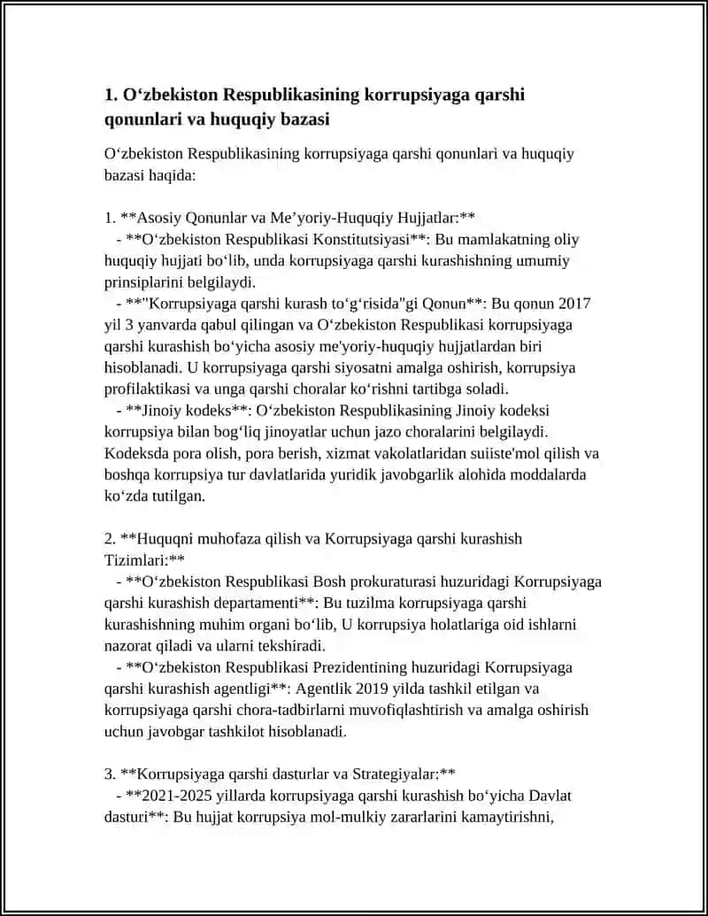 O'ZBEKISTON RESPUBLIKASIDA KORRUPSIYAGA QARSHI KURASHISH CHORA-TADBIRLARI 3