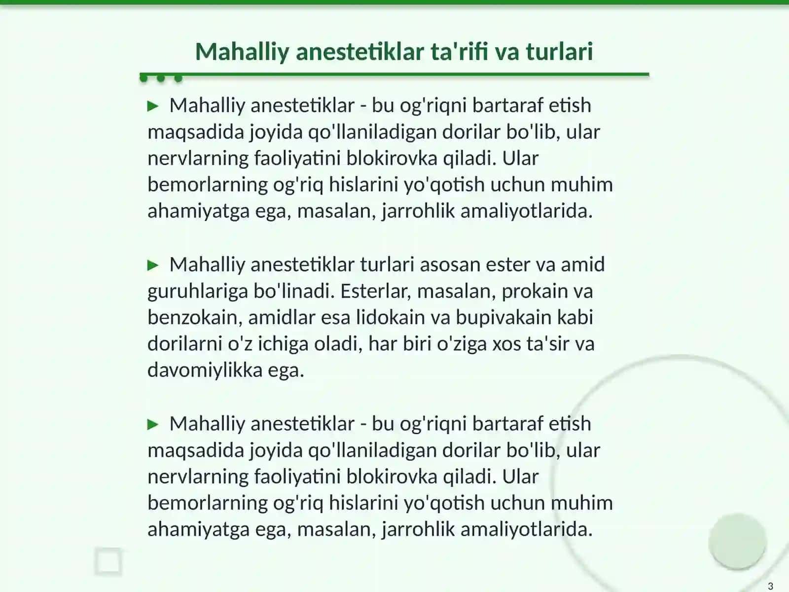Mahalliy anestetiklar 3