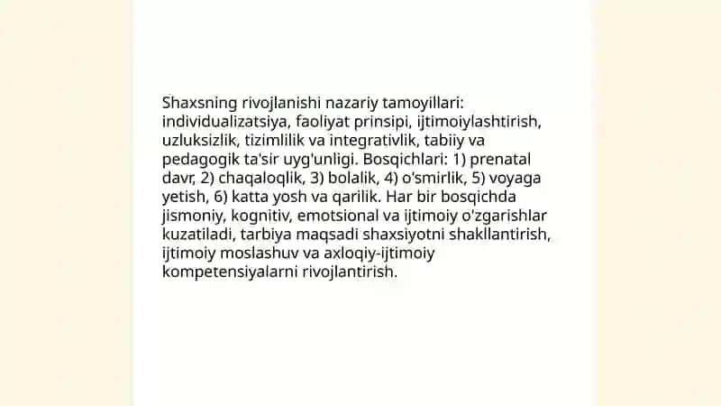 Shahsning rivojlanishi tarbiyasi va ijtimoiylashuvi 3