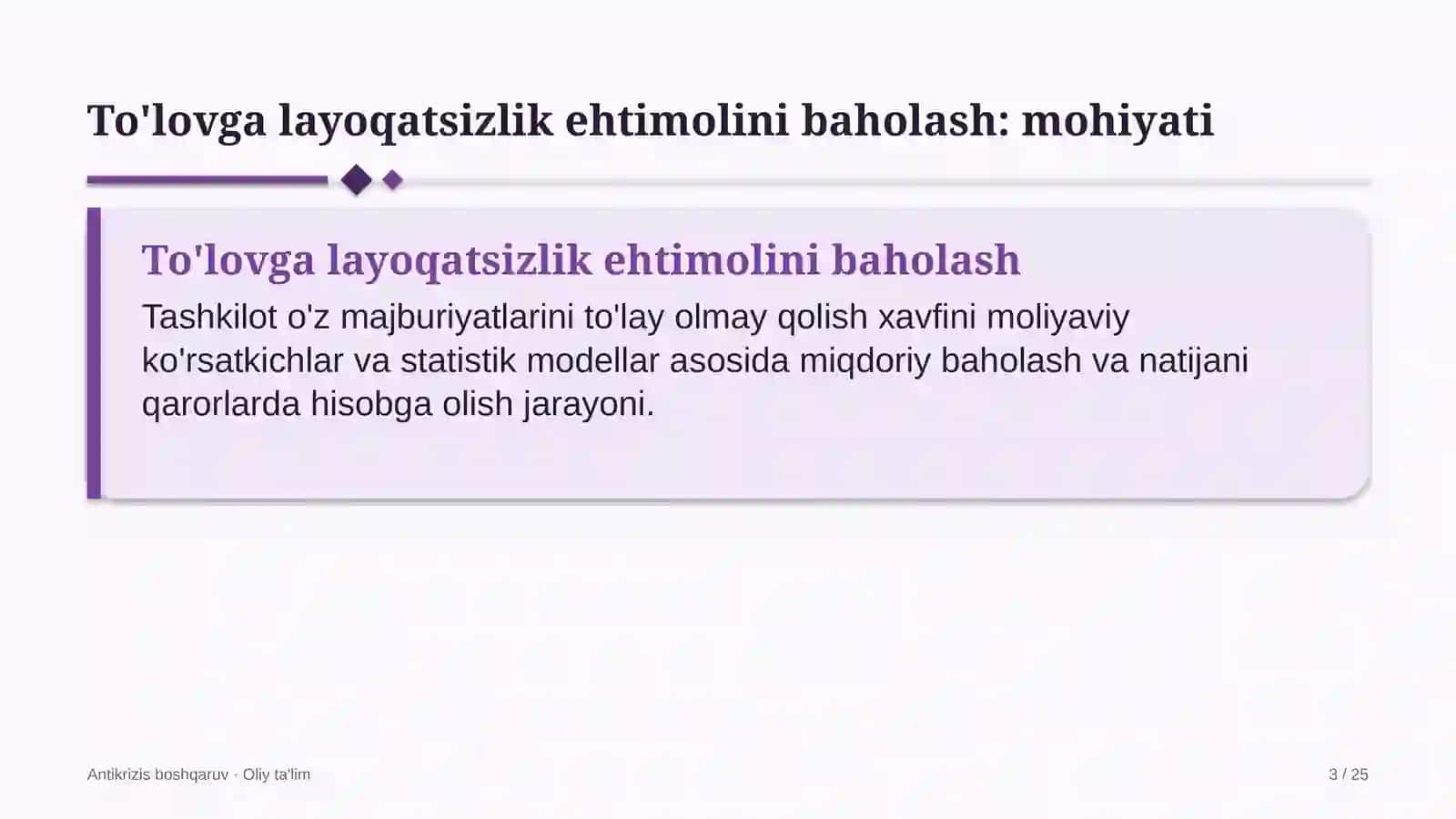 folklor jamoalarida to'lovga layoqatsizlik ehtimolini baholash 4655 3