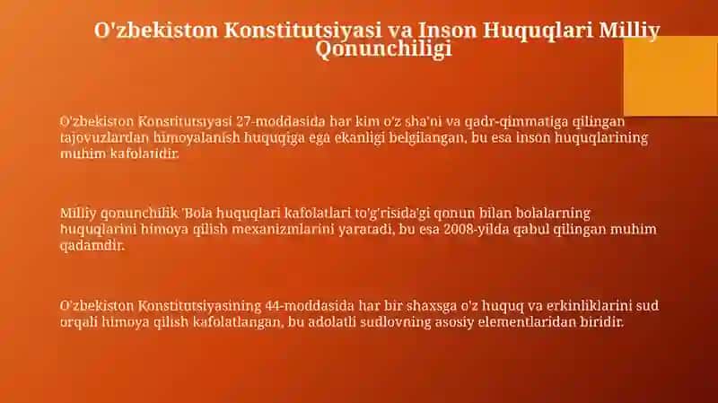 O'zbekistondagi inson huquqlari va erkinliklar kafolatining yaratilishi 3
